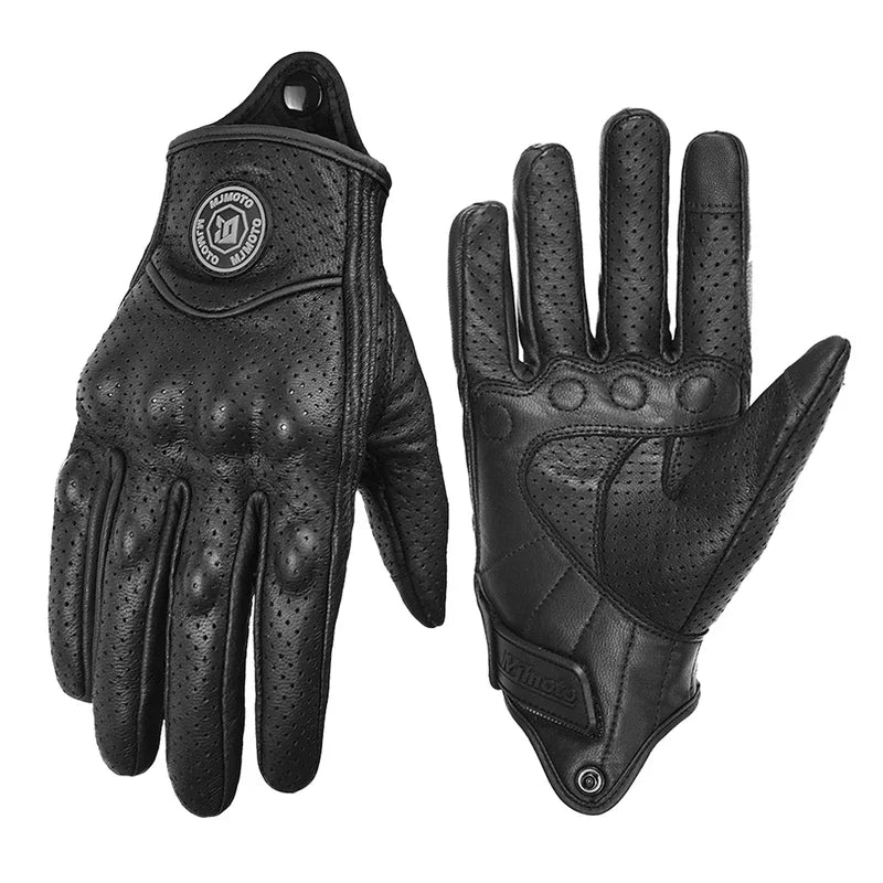 MJMOTO New Yellow Retro Motorcycle Riding Gloves Breathable Comfort Offroad Luvas Joint Protection Motorbike Glove Touchscreen