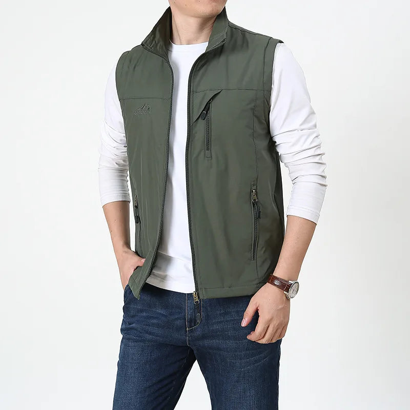 Summer Men Tactical Hiking Fishing Vest Multi-pocket Photographer Waistcoat Outdoor Leisure Male Thin Cargo Jacket Vests S-6XL