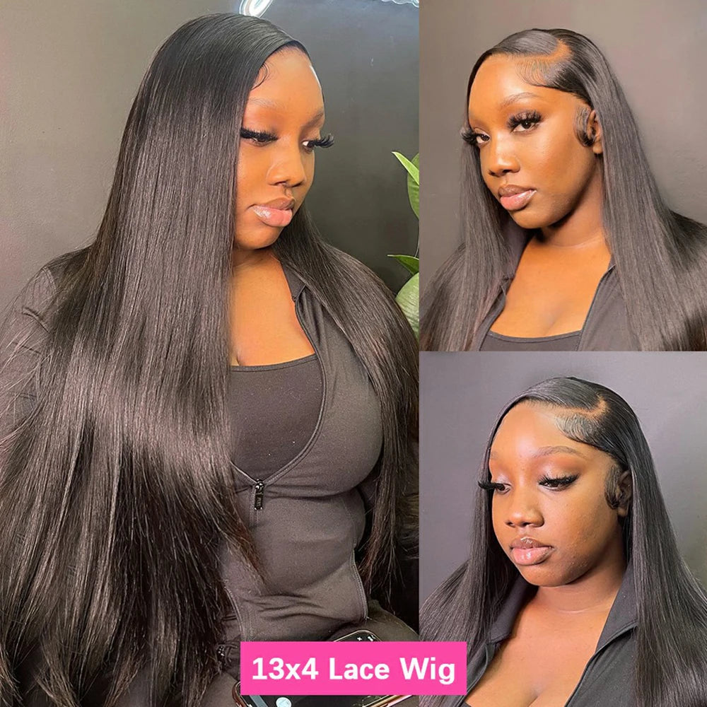 Bling Hair Hd Transparent Straight 13x4 Lace Front Wig Human Hair PrePlucked Brazilian Remy 13x6 Lace Frontal Wigs For Women