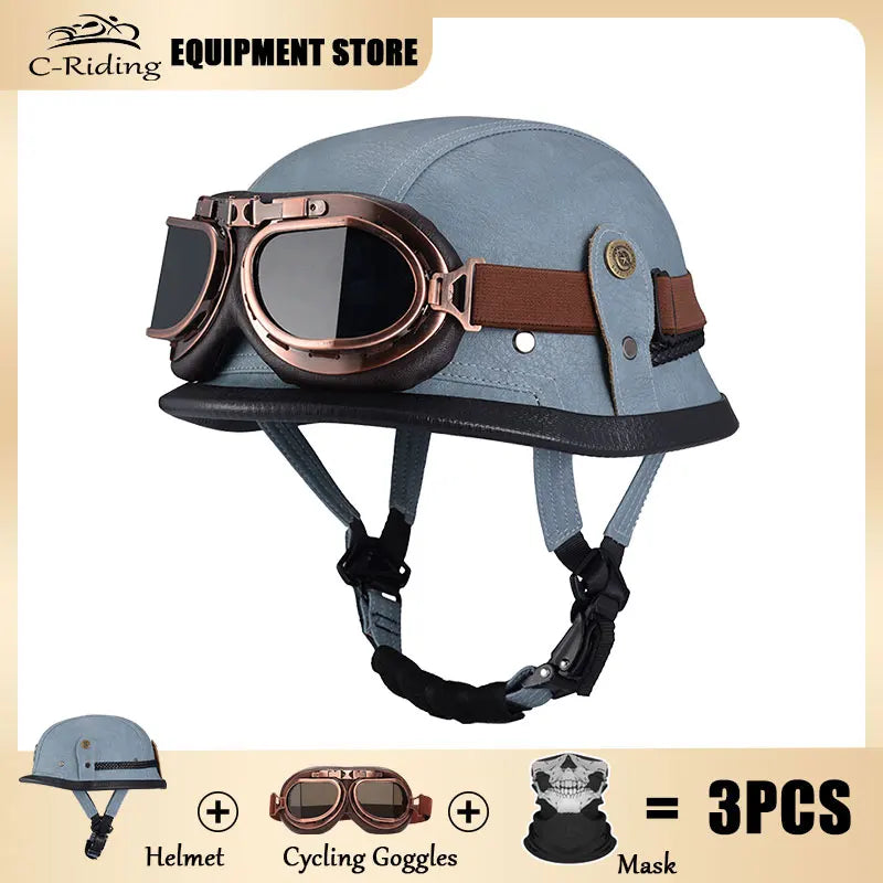 Motorbike Helmets Casco Moto Helmet Half Face Vintage Retro German Scooter Motorcycle Helmet Dot Approved Motorcycle Accessories