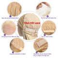 200% 40 In 613 Colored Bone Straight 13x6 HD Lace Frontal Human Hair Wigs 13x4 Transparent Lace Front Honey Blonde Wig For Women