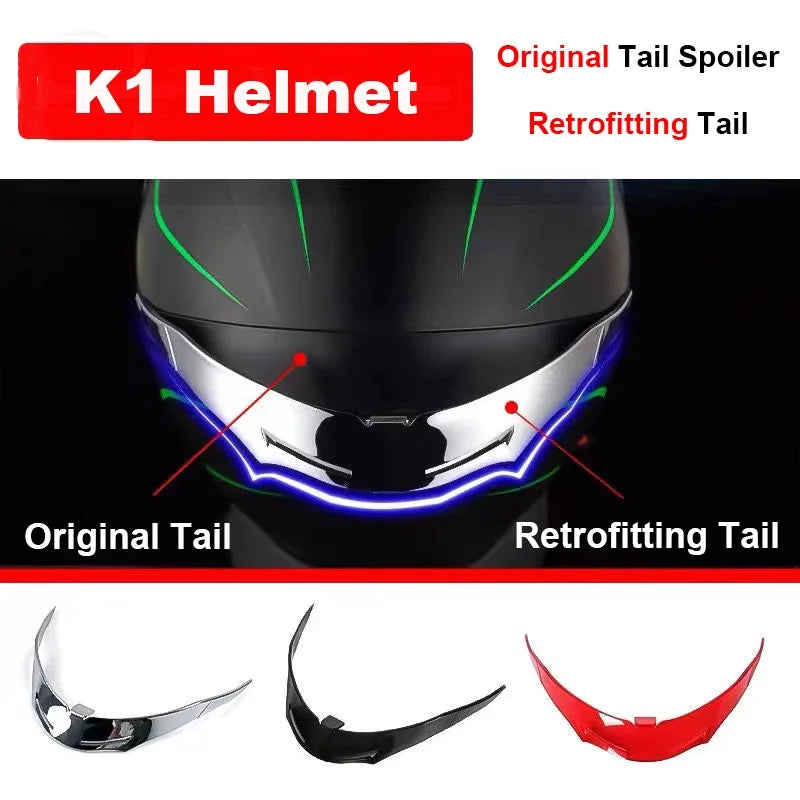 Cascos Para for K1 Motorcycle Helmet Tail Spoiler Capacete De Moto K1 Helmet Tail Refitting Big Spoiler Accessories Universal