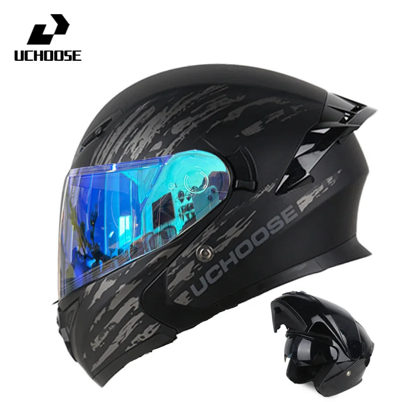 Motorcycle Helmet Dual Lens Cross-section Helmet Outdoor Cycling Flip Up Helmet Capacete Casco Moto with Bluetooth Headphones