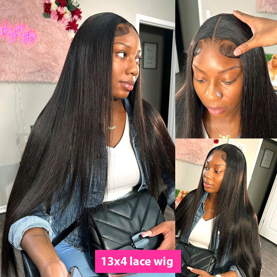 Bone Straight Human Hair Wigs 13X6 Hd Lace Frontal Wig 30 40 Inch Pre Plucked Brazilian 13X4 Lace Front Black Wigs For Women