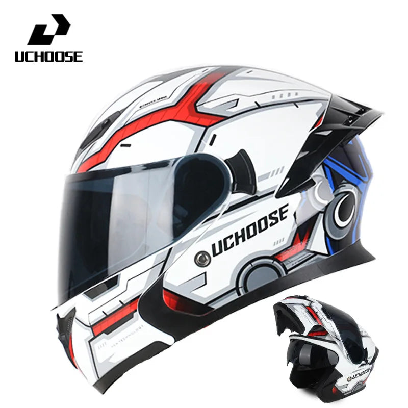 Motorcycle Helmet Dual Lens Cross-section Helmet Outdoor Cycling Flip Up Helmet Capacete Casco Moto with Bluetooth Headphones