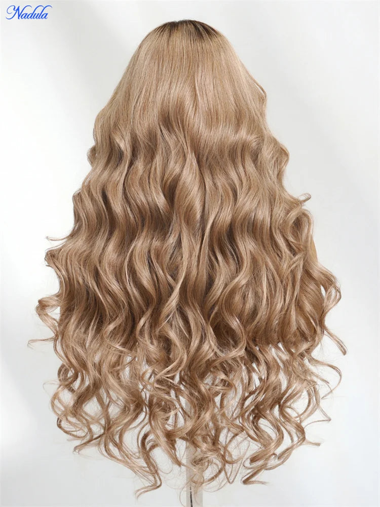 Nadula Ash Blonde With Brown Roots No Slip 13x4 Pre-Everything™ Lace Frontal Body Wave Wig with Invisi Drawstring