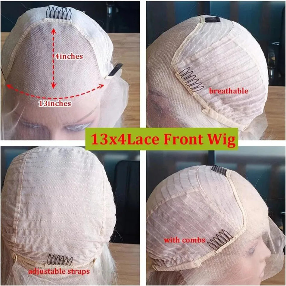 Hesperis 13x4 Human Hair Silver Blonde Wig With Side Part Cosplay Short Platinum Blonde Lace Front Transparent Glueless Wigs