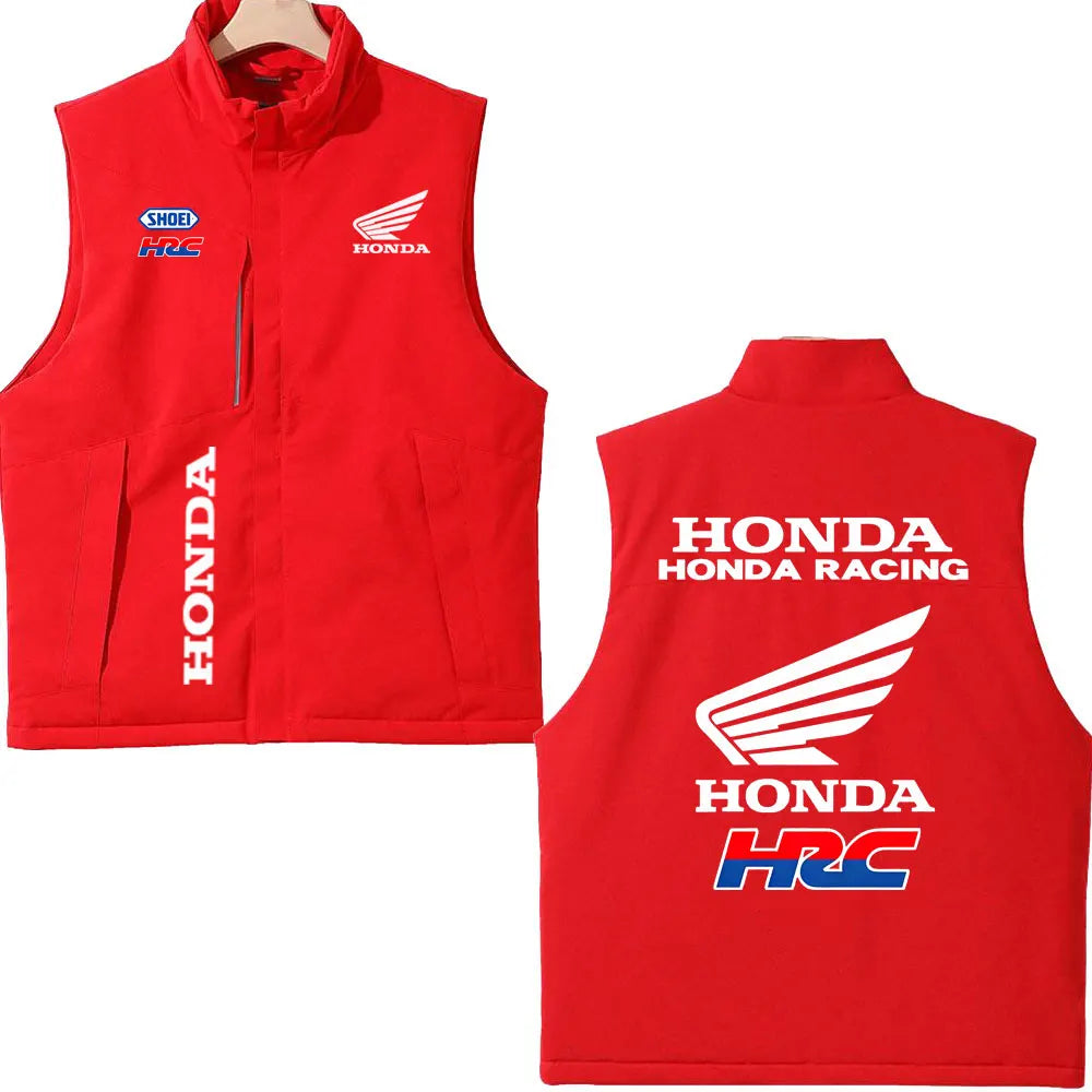 2025 Honda Racing Printed Cotton-Padded Vest Autumn Winter Men's Women's Outdoor Motorcycle Jacket Street Fashion Warm Clothing