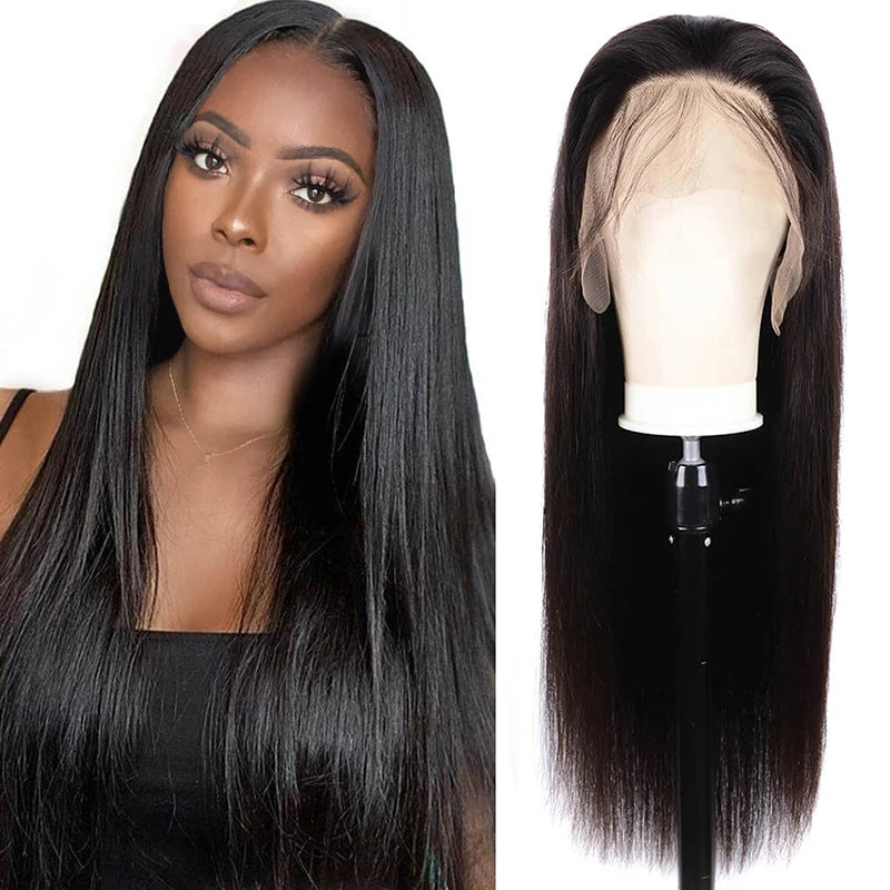 Ali Queen Hair Straight HD Transparent Lace Wig Human Hair Lace Frontal Wigs 4x4 5x5 Closure with Baby Hair Natural Color