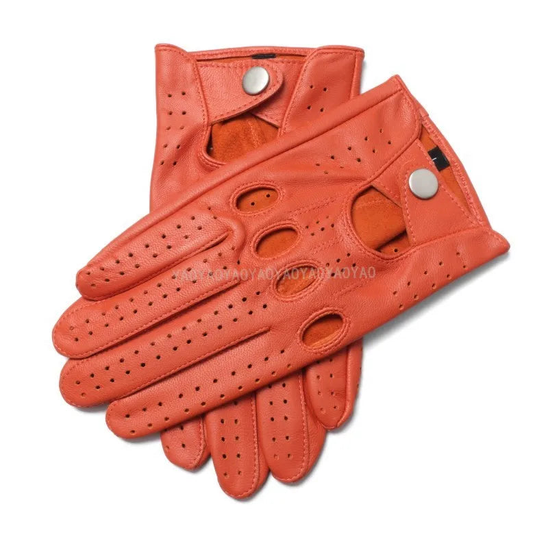 Male Spring 2025 New Leather Gloves Men Top Quality Pure Goatskin No Lining Unlined Breathable Driving Full Finger Mittens