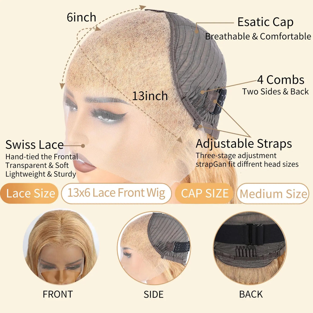 250 Density Honey Blonde Body Wave Human Hair Wig 30 Inch 13x6 Hd Lace Frontal Wig For Women Real Human Hair Wig Pre Plucked