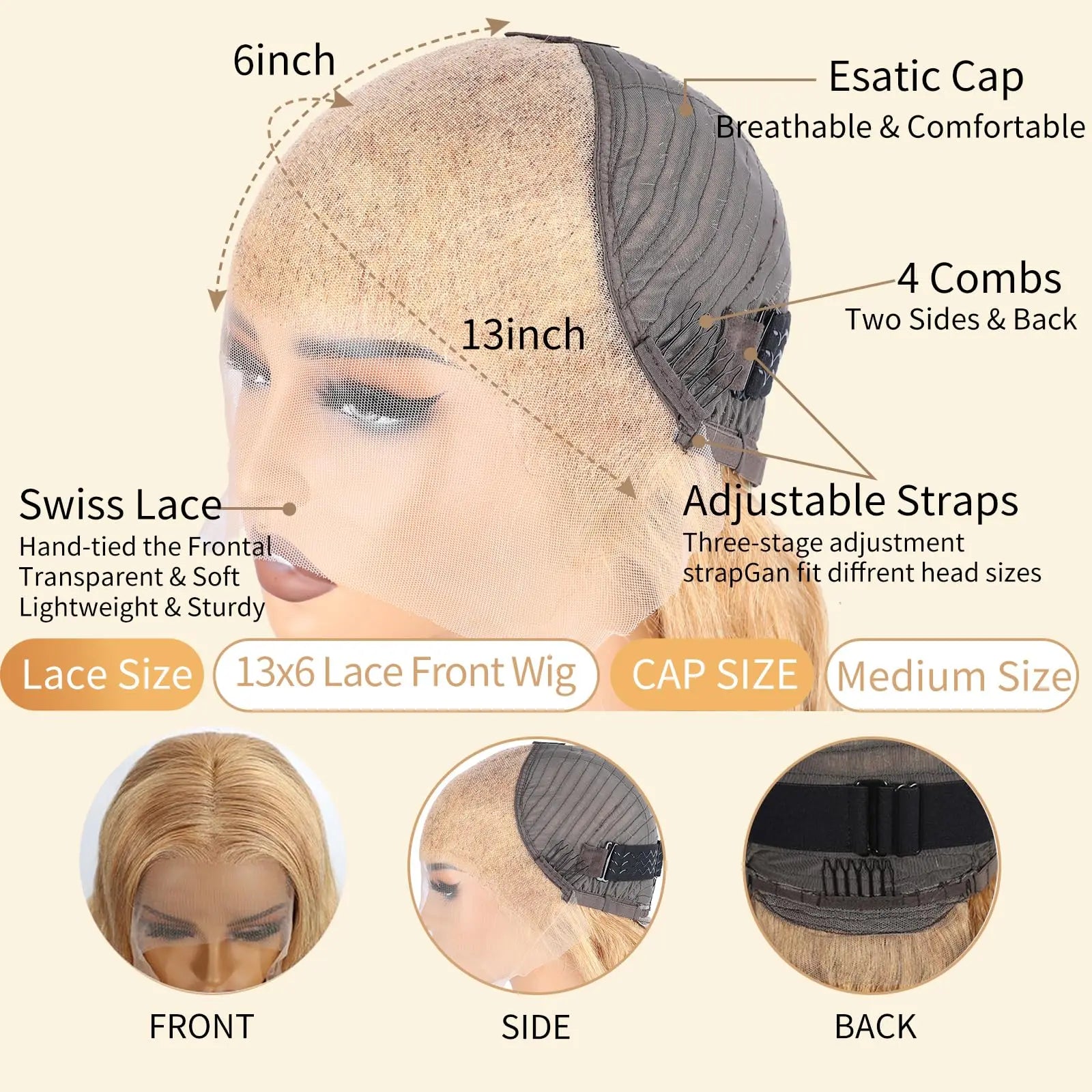250 Density Honey Blonde Body Wave Human Hair Wig 30 Inch 13x6 Hd Lace Frontal Wig For Women Real Human Hair Wig Pre Plucked