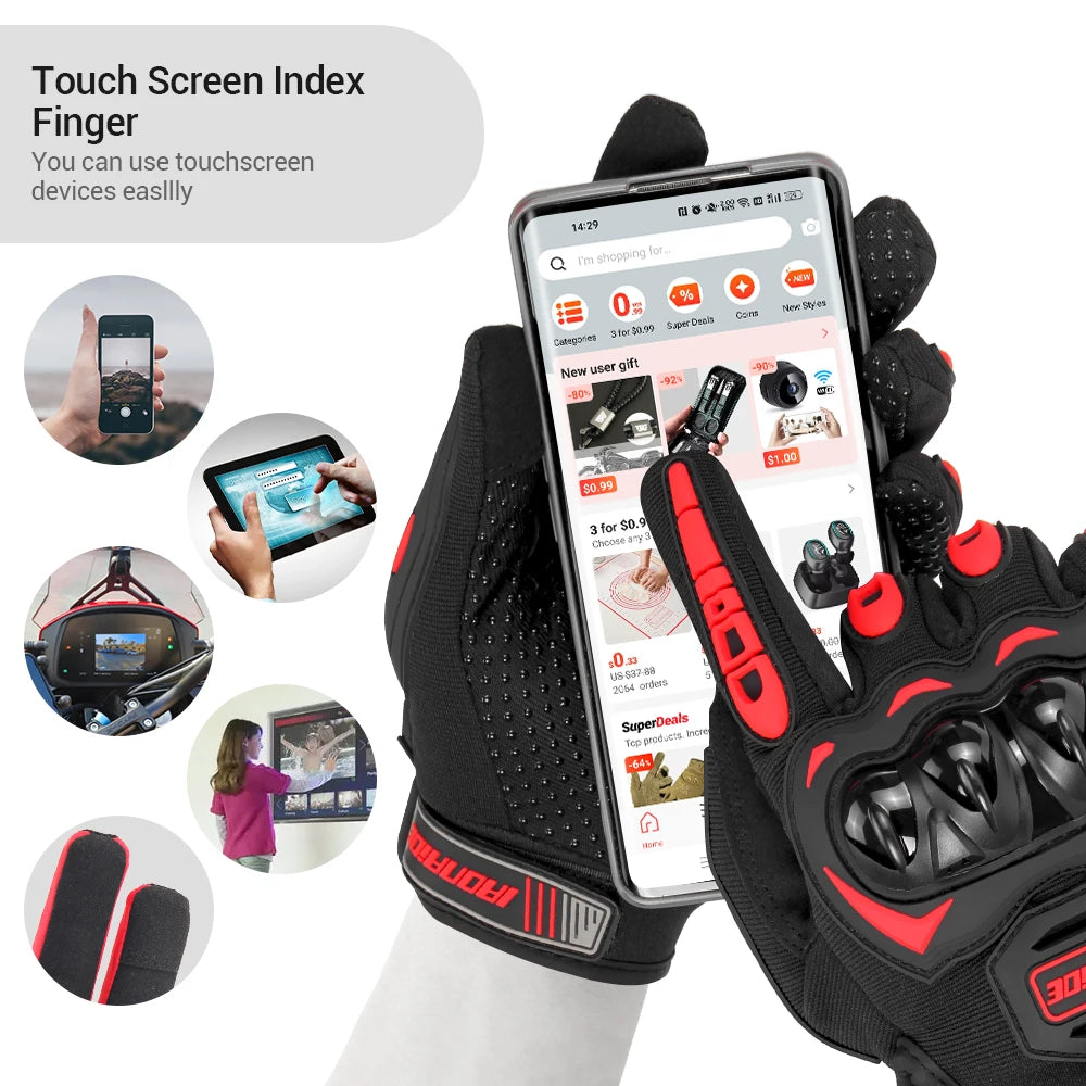 Motorcycle Gloves Summer Waterproof Touch Screen Full Finger Gloves Protective Anti-fall Guantes Moto Non-slip Riding Gloves