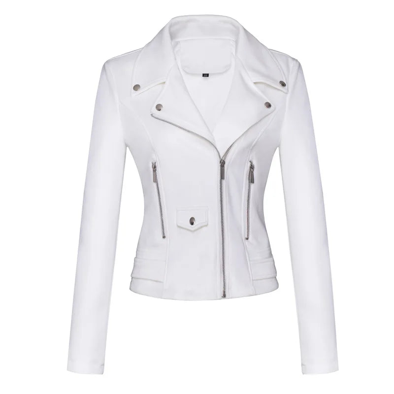 Women Vintage Suede Biker Jacket Slim Fit Short Motorcycle Coat Fashion Ladies Faux Leather Moto Jacket For Casual Ridin