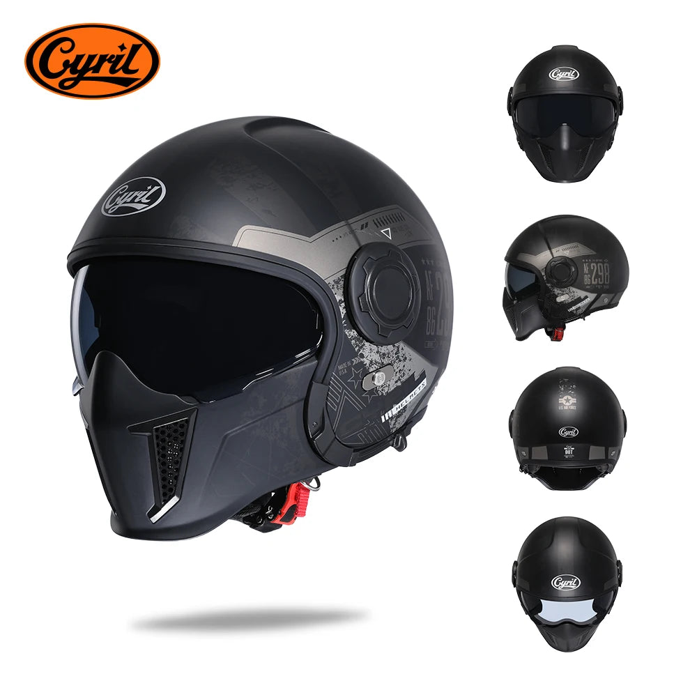 CYRIL Motorcycle Helmet Full Face Open Face Helmets 3/4 Men Women Modular Dual Visor Helmet For Motorcycle ECE DOT Approved