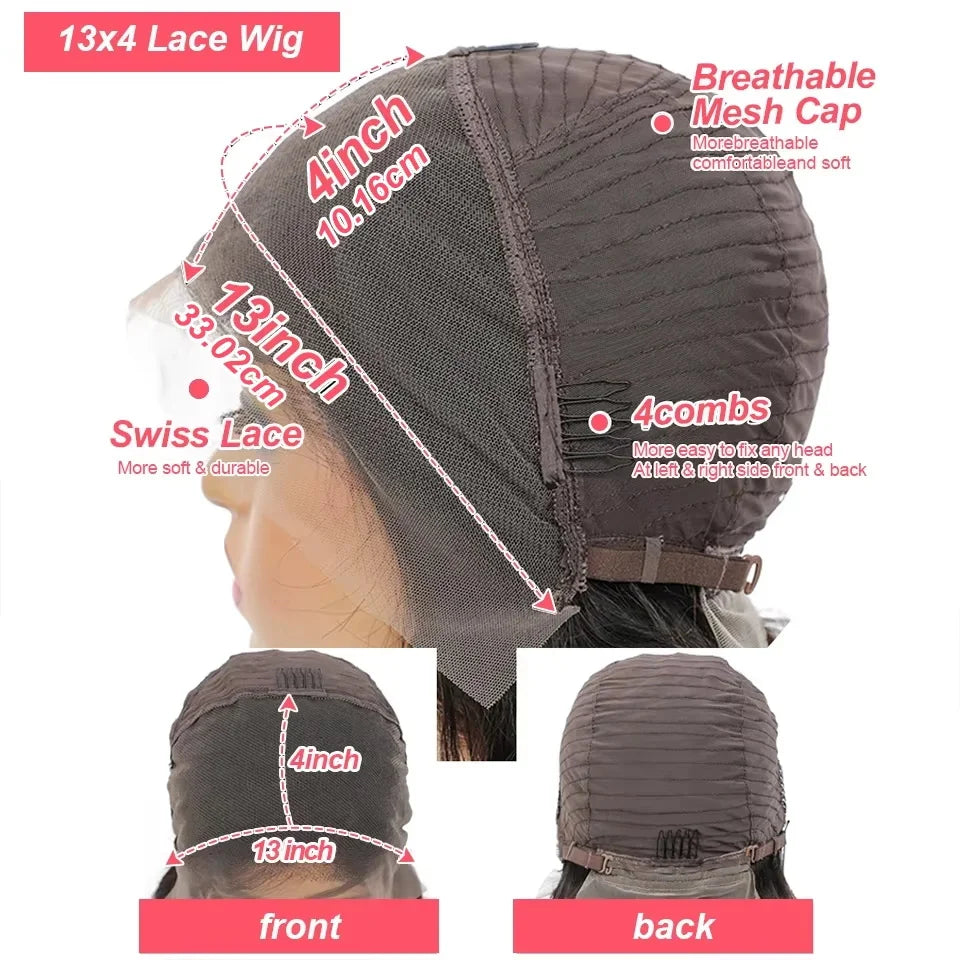 13x4 Lace Front Wig Bob Human Hair Brown Straight 180% Full Density Transparent Lace Frontal Wigs bob hair lace front wig