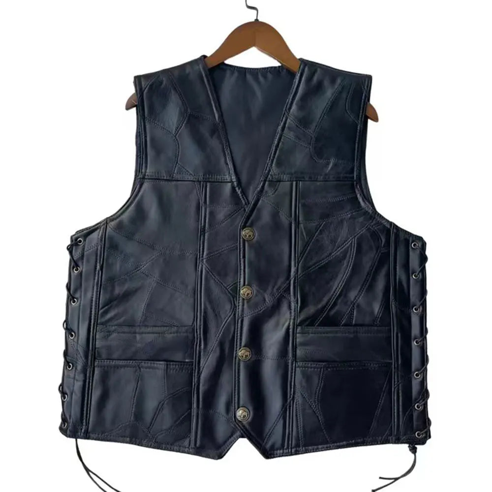 PU Leather Motorcycle Jacket Vest Men Autumn Winter Chaqueta Moto Motocross Riding Jacket Casual Slim Fitting Jacket Vest S-5XL