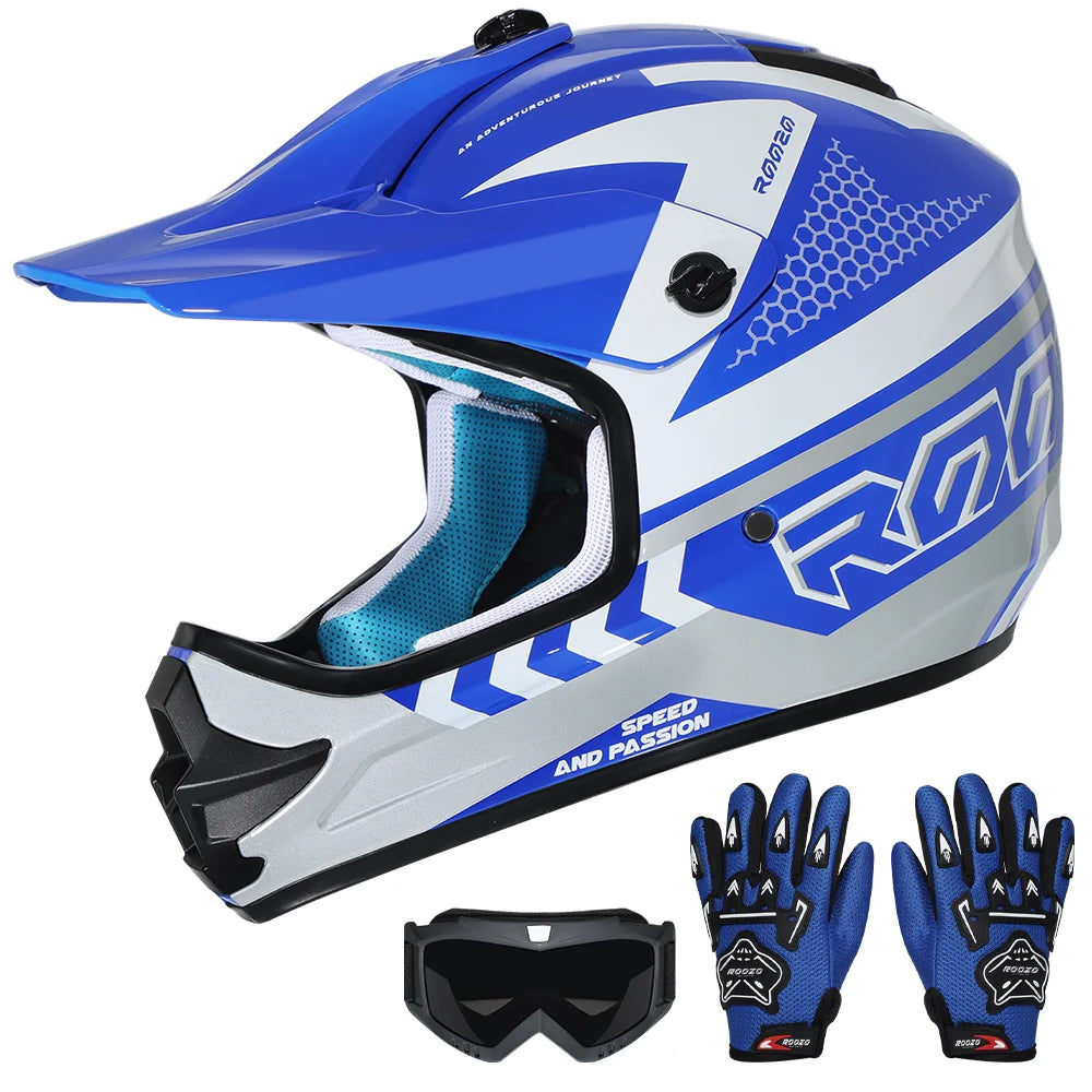 Youth Kids Motocross Helmet for Quad ATV UTV Dirt Bike Scooter Meets DOT standards Motorcycle Helmet for Child 3-12 Years