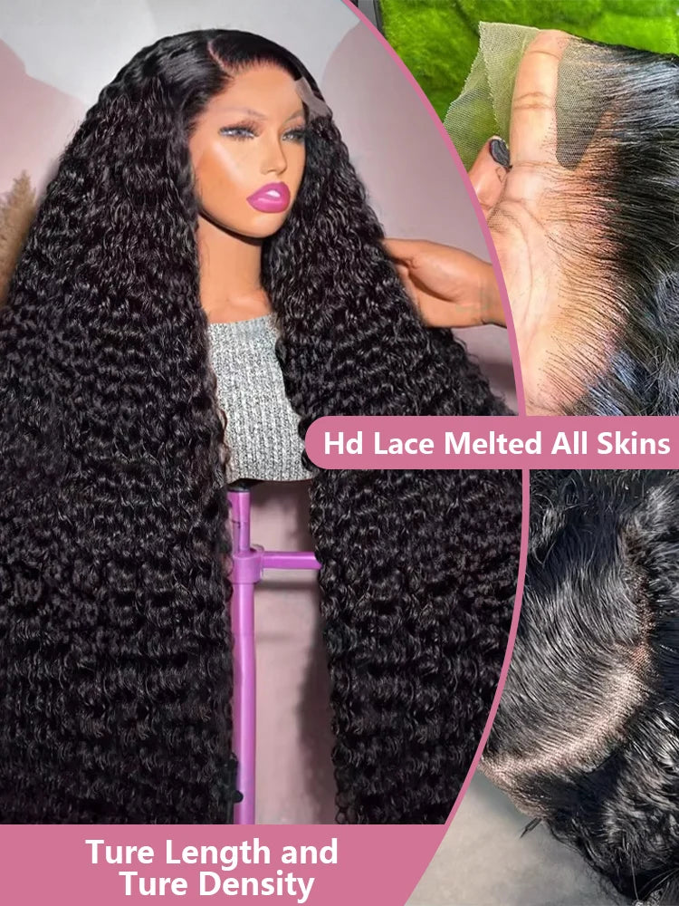HD 13x6 Deep Wave Lace Frontal Wigs 300 Density 40 50 Inch 13x4 Water Wave Curly Lace Front Human Hair Wigs For Women Preplucked