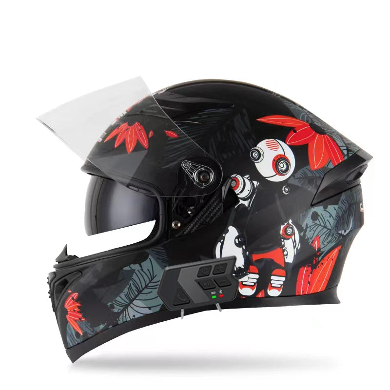 JieKai motorcycle helmet motocross full helmet with Bluetooth earphones for men women all season casco moto cascos para moto