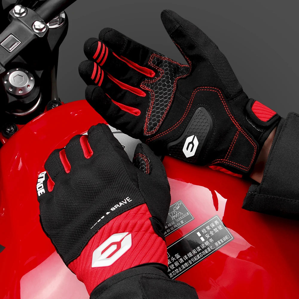 Summer Breathable Motorcycle Full Finger Protective Gloves Touch Screen Motorbike Non-slip Gloves Motocross Riding Racing Gloves