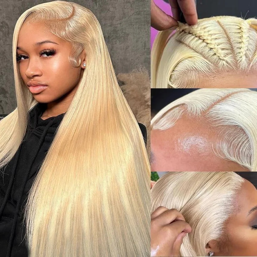 Nexoro 613 Bone Straight Human Hair Wig 13x4 13x6 Lace Front Blonde Color Real Brazilian Women Pre Plucked Natural Soft Silky