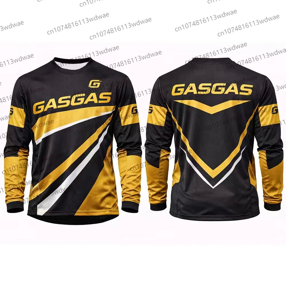 GASGAS Motocross Jersey Men Long Sleeve Racing Shirt Yellow Black Motorcycle Gear Off-Road MX Apparel  Gas Gas Logo Sportswear