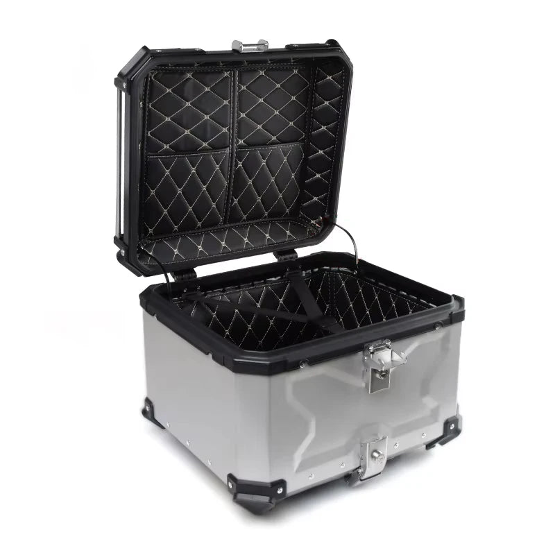 Aluminum Motorcycle Box 45L 55L 65L 80L Motorcycle Rear Luggage Box Helmet Travel Storage Case Moto Top Box Universal Waterproof