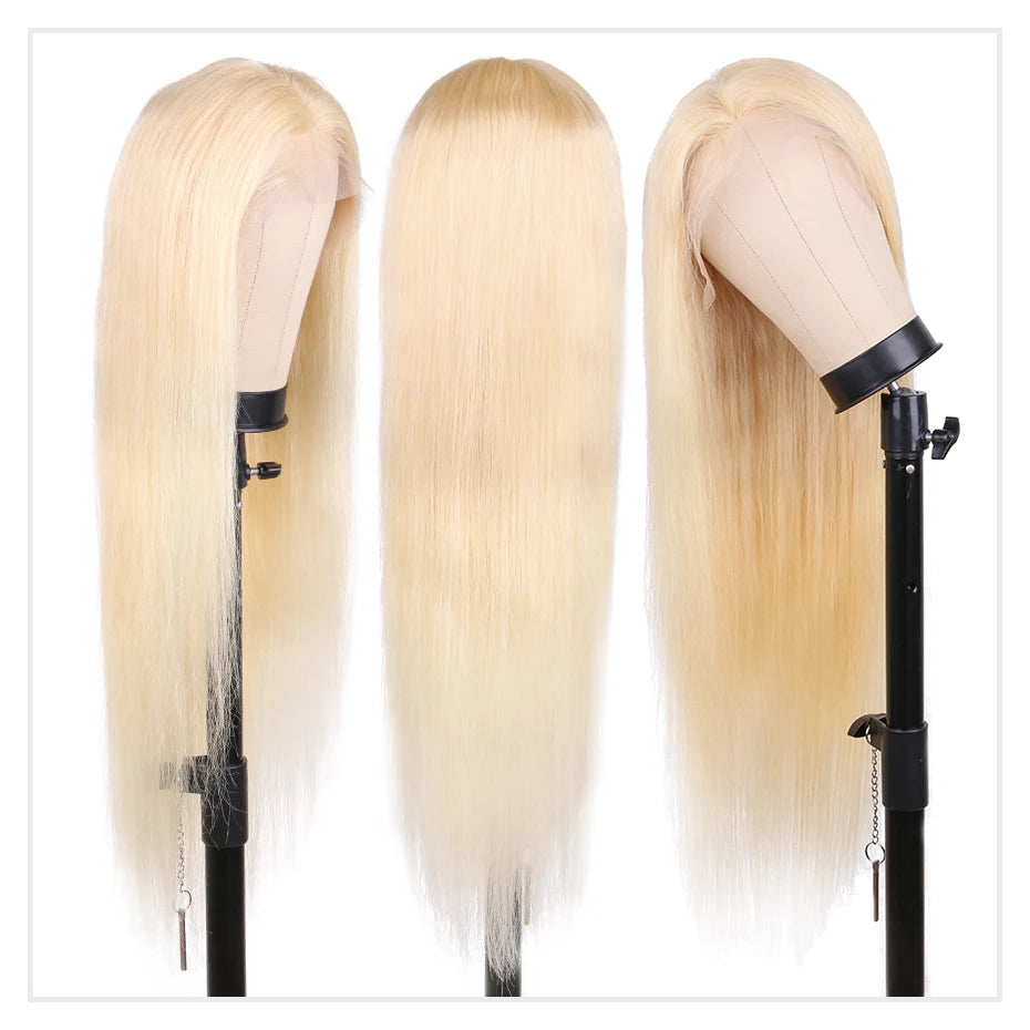 13x4 13x6 360 HD Transparent 613 Honey Blonde Color Lace Front Human Hair Wigs for Women Raw Brazilian Straight Lace Frontal Wig