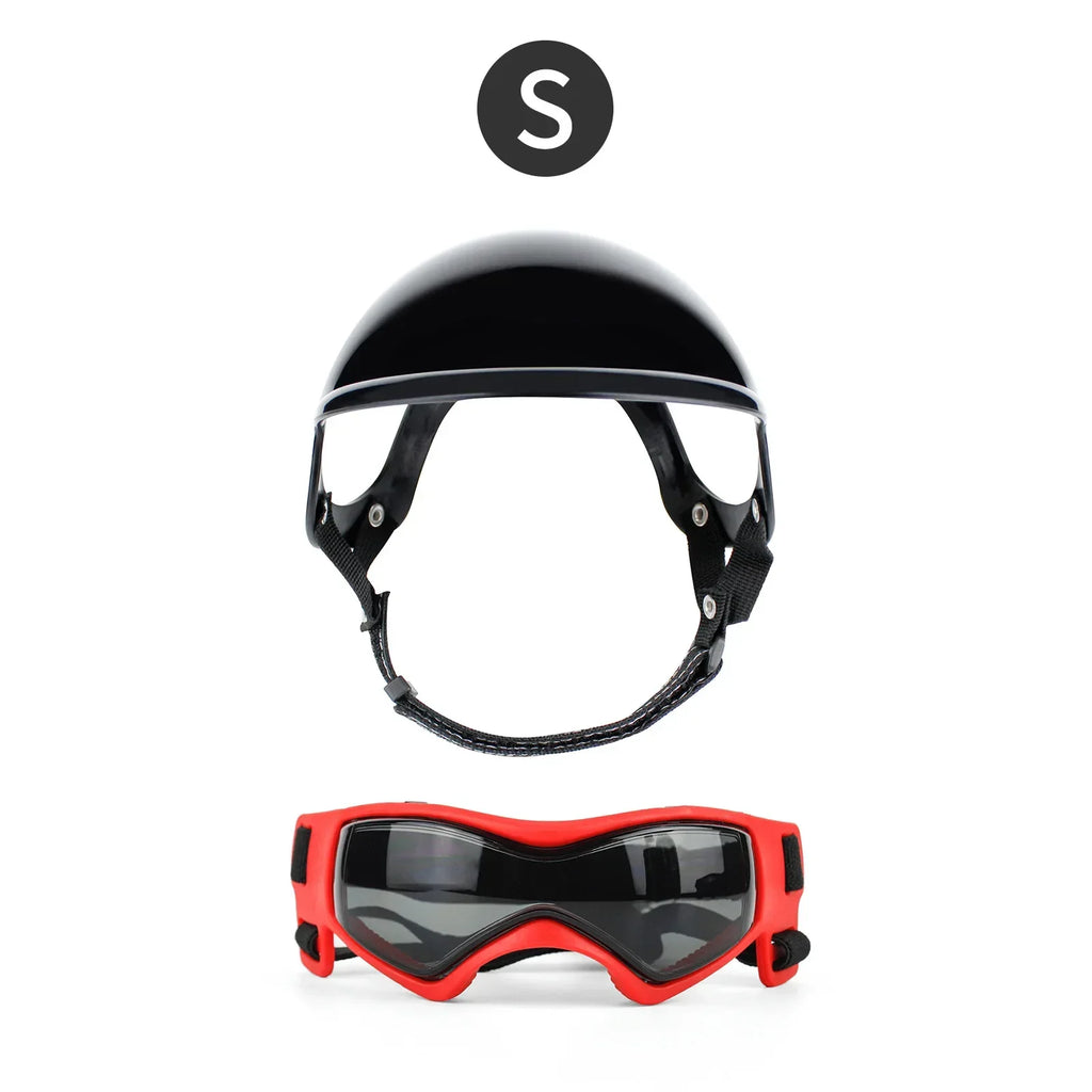 ATUBAN Dog Helmet and Goggles-UV Protection Doggy Sunglasses Dog Glasses Pet Hat Motorcycle Helmets Protection for Puppy Riding