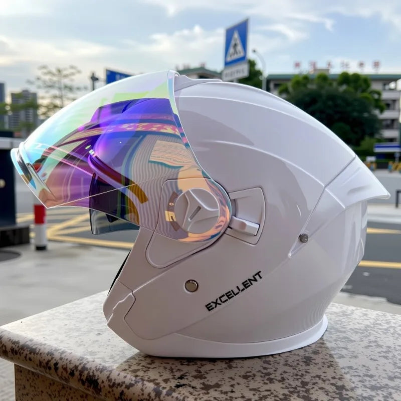 2025 Latest High Quality Motorcycle Helmet Half Covering Dual Lens Cascos para Motos Male Female Couple Capacetes de Moto