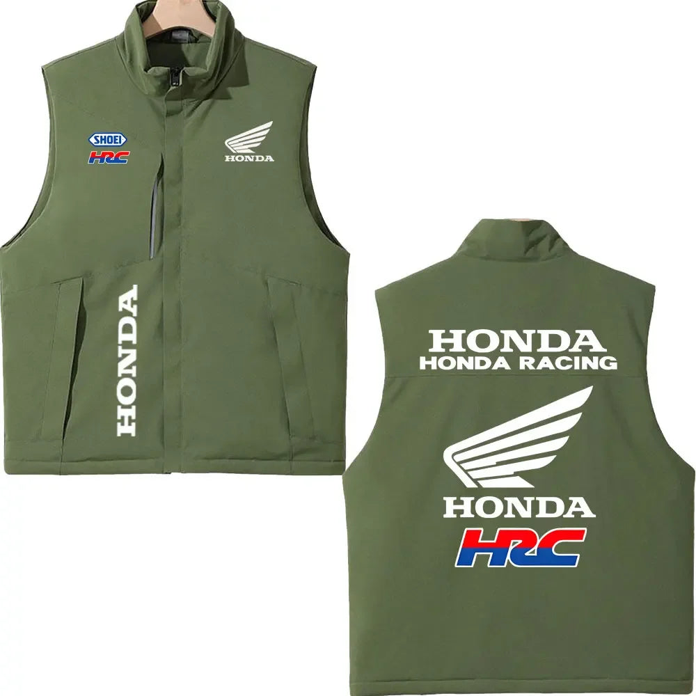 2025 Honda Racing Printed Cotton-Padded Vest Autumn Winter Men's Women's Outdoor Motorcycle Jacket Street Fashion Warm Clothing
