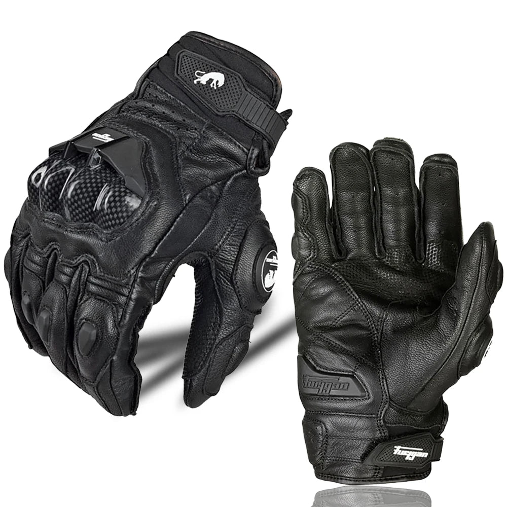 AFS 6 Motorcycle Leather Gloves Carbon Fiber Protective Gloves Men Black Motocross Motorbike Glove Racing Riding Gloves M-XXL