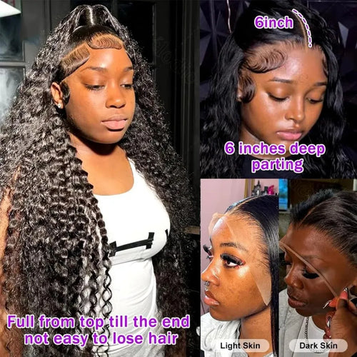 40 Inch Deep Wave 13X6 Hd Lace Frontal Wig 250 Density Preplucked Brazilian Hair Wigs Water Wave Curly Human Hair For Women