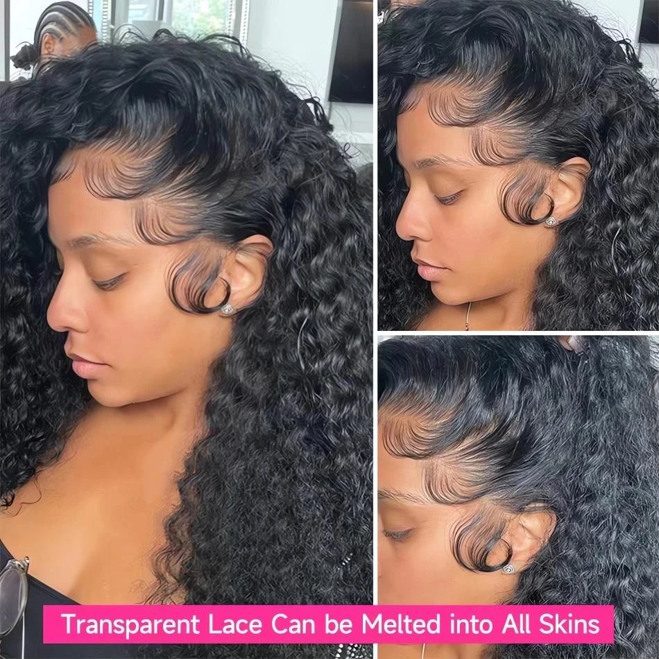 Burmese Curly Human Hair Wigs Brazilian Curls 200% Transparent Lace Frontal Wig 13X4 13X6 Burmese Deep Wave Full Lace Front Wigs
