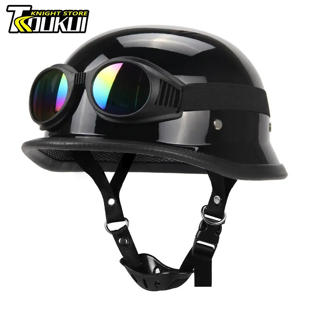 DOT Certification Half Helmet Retro Motorcycle Helmet German Vintage Moto Helmet Fashion Capacete De Moto Men Women Casco Moto