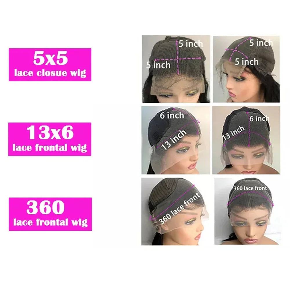 Deep Wave 13x6 HD Lace Frontal Human Hair Wig 200 Density Water Curly Transpare 360 Full Lace Front Wigs For Women 30 40 Inch