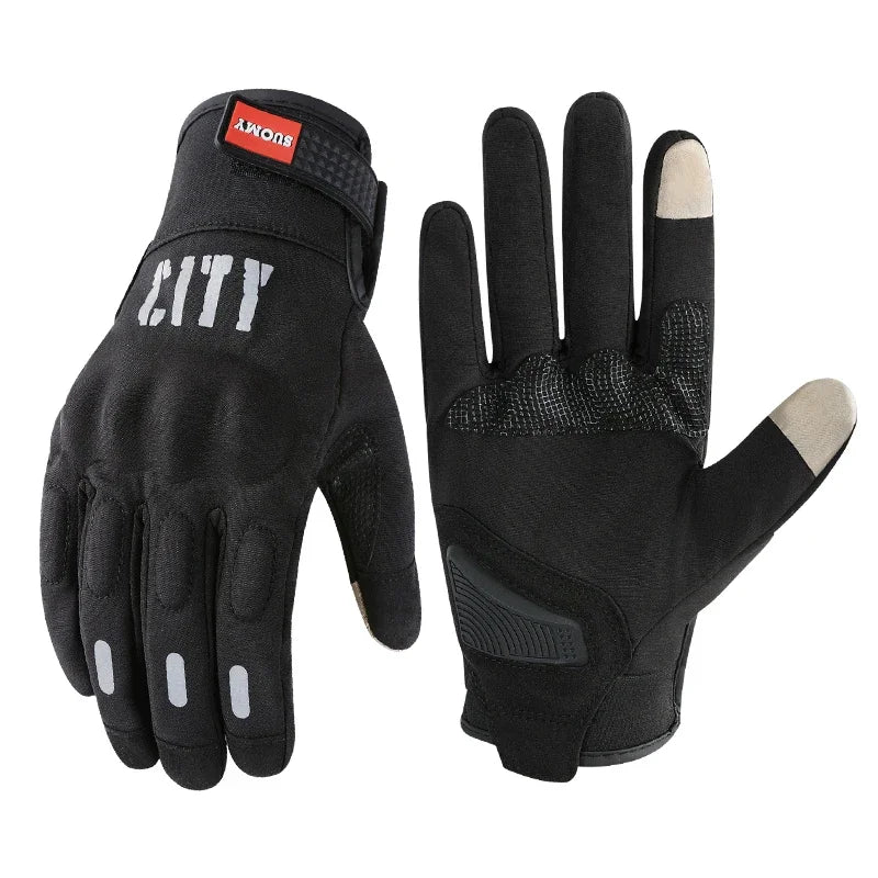 Autumn Winter Warm Windproof Men Women Ultra Thin SUOMY Motorcycle Riding Gloves Comfortable Anti-fall Black/Pink Moto Gloves