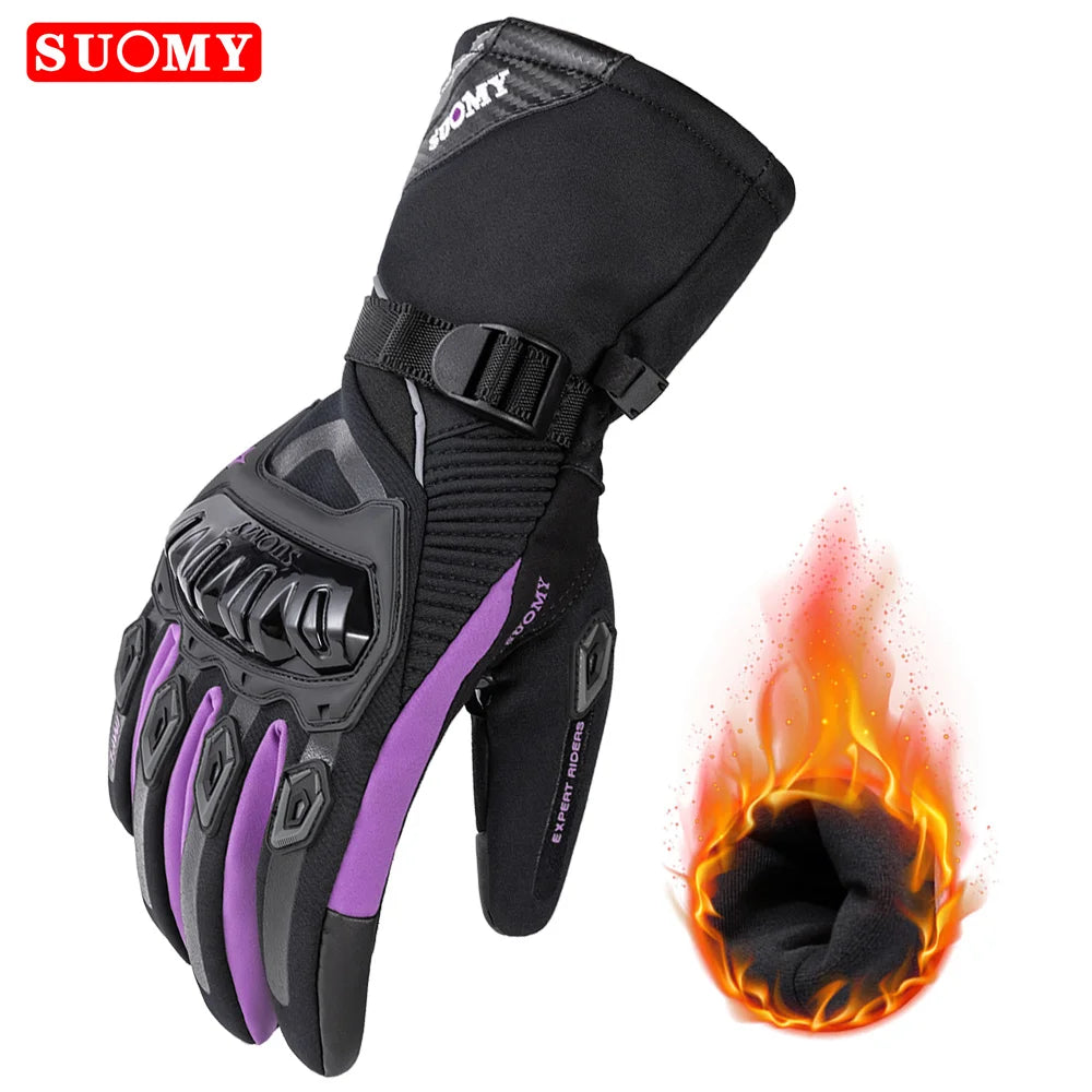 Suomy Winter Warm Motorcycle Gloves Windproof Waterproof Lady Pink Motorbike Riding Gloves Women Purple Motocross Guantes XS-XXL