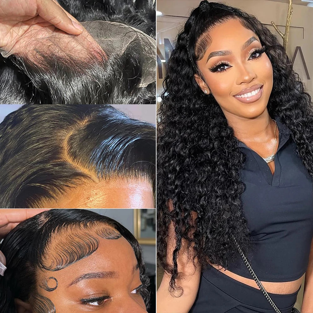 30 40 Inch Deep Wave 13x6 HD Lace Frontal Wigs Brazilian Hair 200% Density For Black Women Curly 360 Transparent Lace Wigs