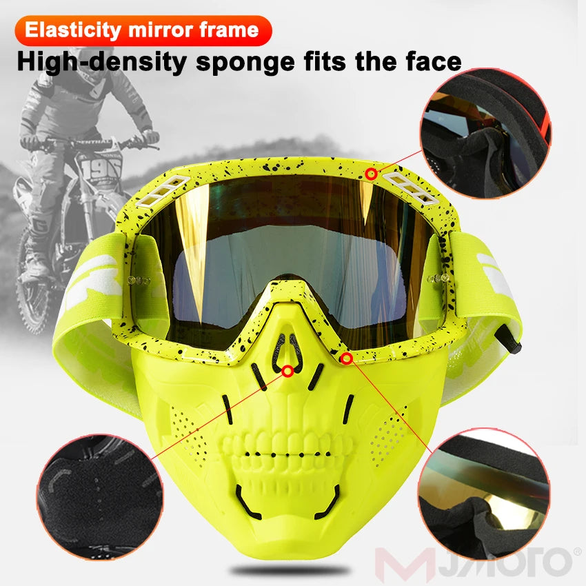 VEMAR Detachable Motorcycle Helmet Goggles Cycling Glasses Man Windproof Dust-proof Motocross Face Mask Goggles Glasses Block UV