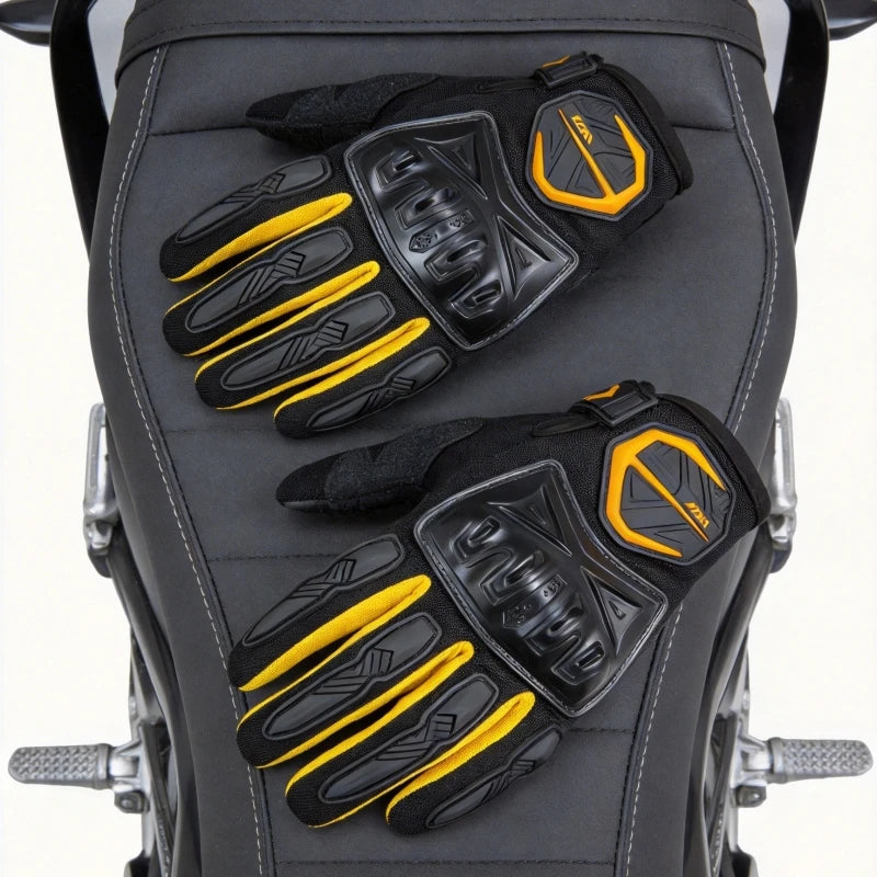 JCAA Breathable Summer Full Finger Motorcycle Gloves Non-Slip Wear-Resistant Touch Screen Motocross Racing Moto Riding Gear