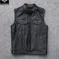 Motorcycle Riding Vest Zipper Button Motorcycle Casual Leather Vest Leather Vest Motorcycle