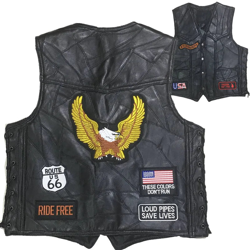 New Motorcycle Jacket Mens Sheepskin Leather Vest Biker Chaqueta Verano Moto Hombre Veste Jaqueta Motoqueiro Giacca Giacca Moto