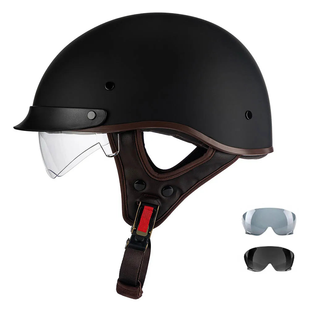 Motorcycle Half Helmet Four Seasons Helmet Summer Sunscreen Retro Fashion Helmet Men and Women Cycling Helemt ABS material