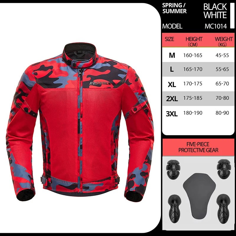 Motorcycle Jacket Anti-fall Breathable Summer Men Coat Moto Protective Gear Motorbike Riding Clothing Moto Jacket