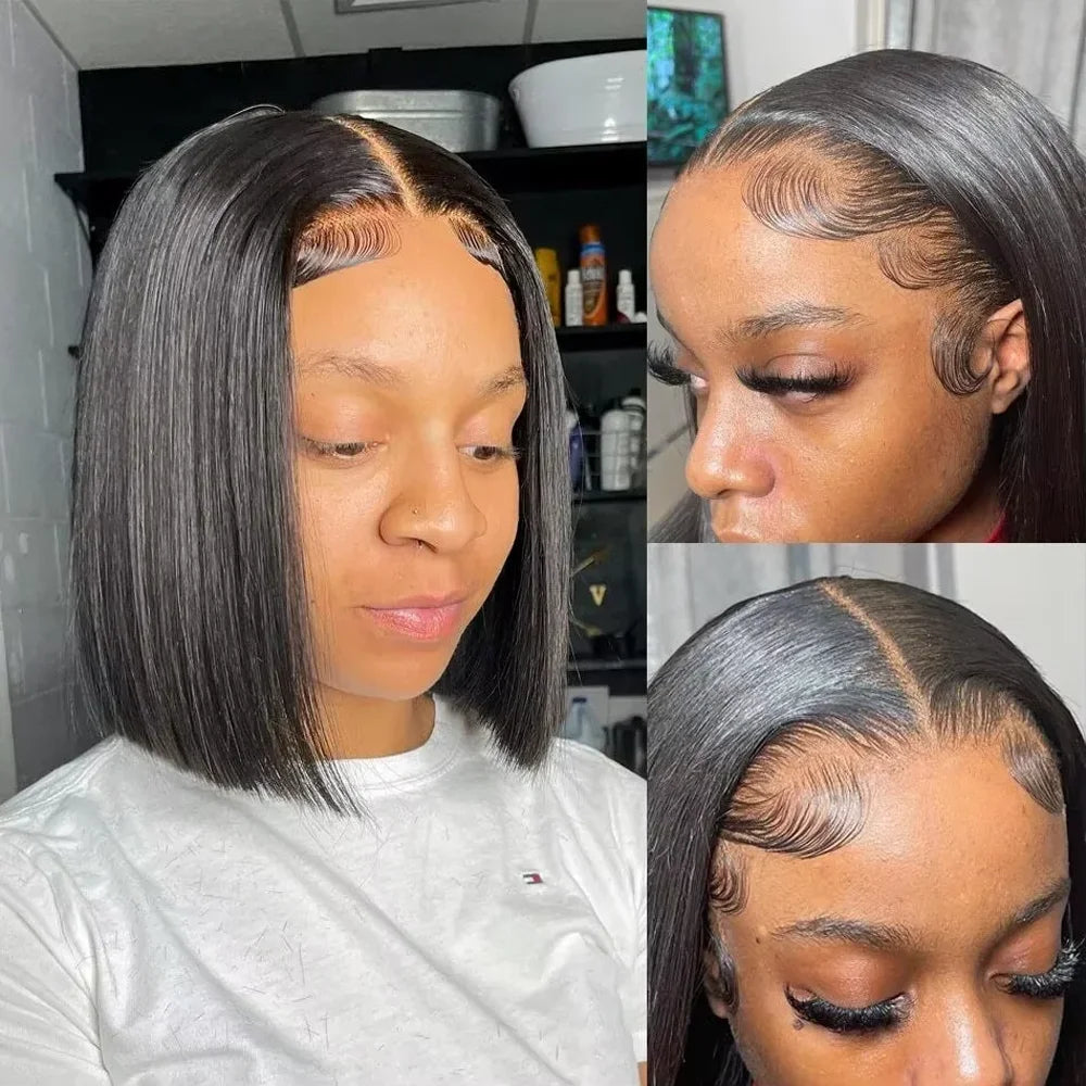 HD Lace Front Short Bob Wig Straight Bob Wig 13X4 Lace Front Human Hair Wigs For Black Women Brazilian Human Hair Wig Sale