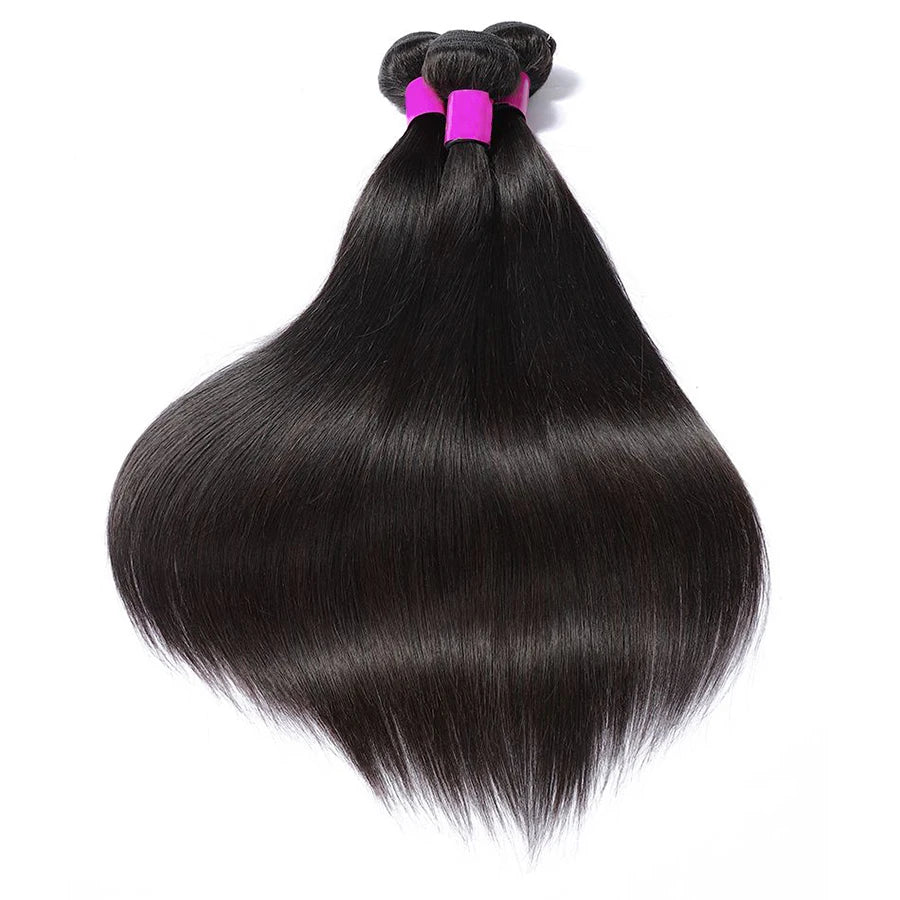 Remy Straight Human Hair Bundles 1/3/4 PCS Natural Black Brazilian Hair Weave Bundles 14-30 Inch Human Hair Extensions