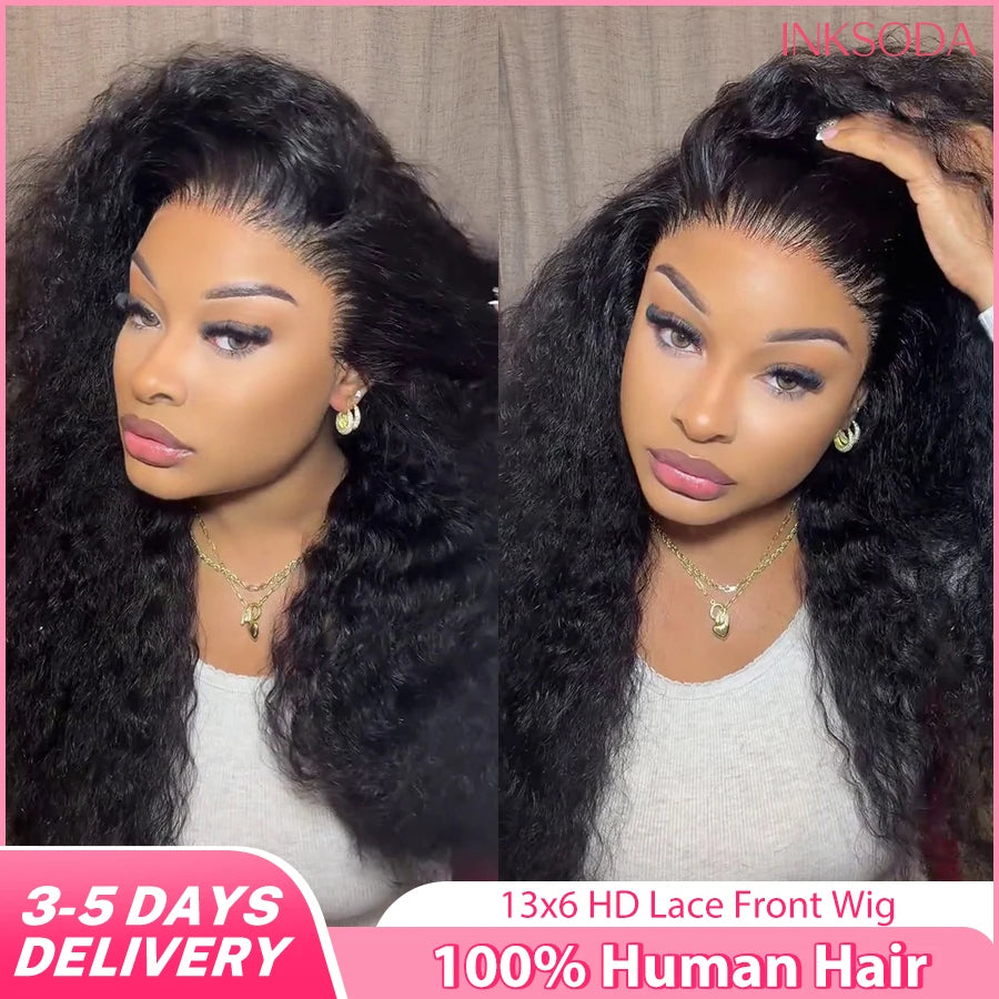 Deep Wave 40 30 inch 13x6 HD Transparent Lace Front Human Hair PrePlucked Brazilian Deep Wave Lace Frontal Wig with Deep Hair