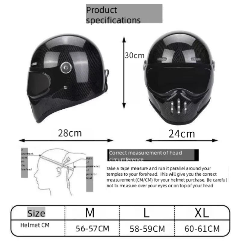 C-Ridng Genuine Carbon Fiber Adventure DOT Certified Modular Design Style Full Face Motorcycle Helmet with Dark Detachable Lens